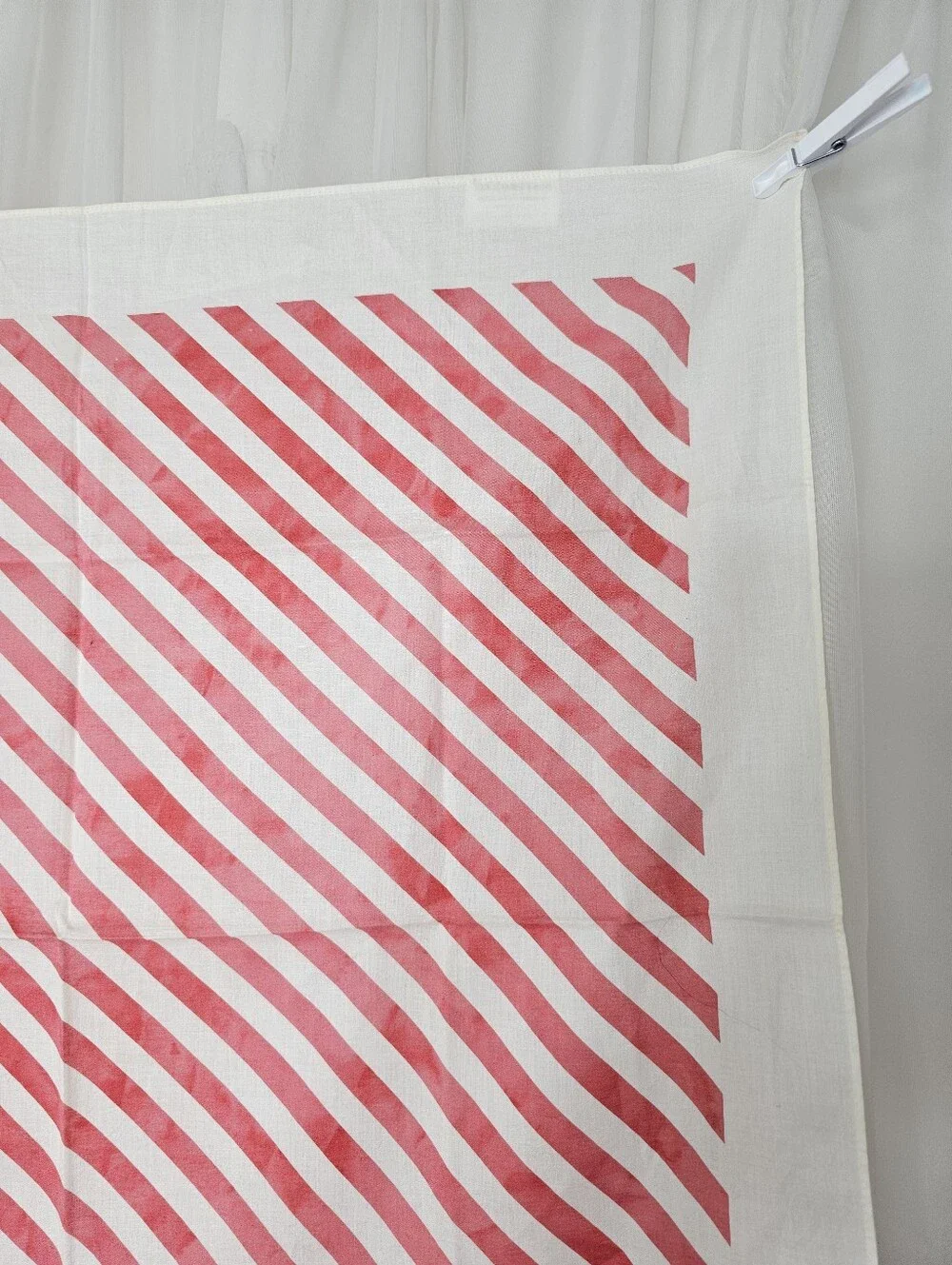Marimekko Red and White Diagonal Stripe Cotton Square Scarf